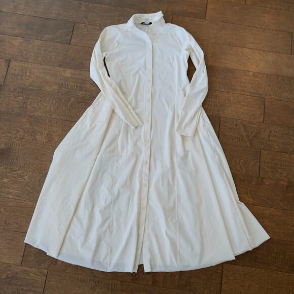 Athleta‎ XXS Cosmic Layer Dress, White Long Dress Shirtdress Button, Work - Picture 3 of 5